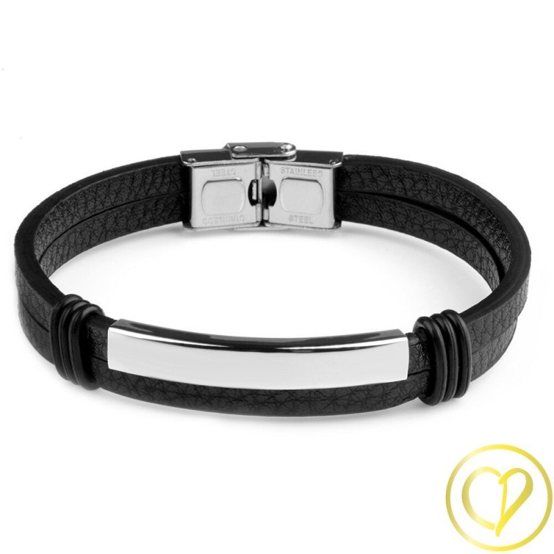 BRACELET HOMME CUIR ET ACIER main image 1
