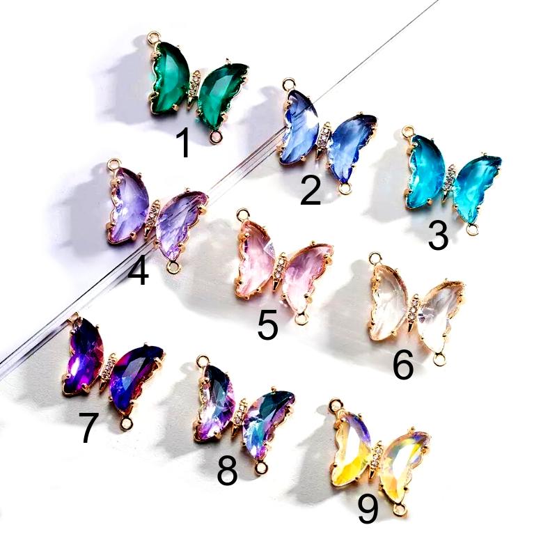 Bracelet papillon en cristal avec initiale en argent
